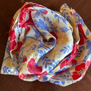 Floral Silk Scarf - Red, Blue, Yellow it, etc. 10“ x 46“ she’s a beauty